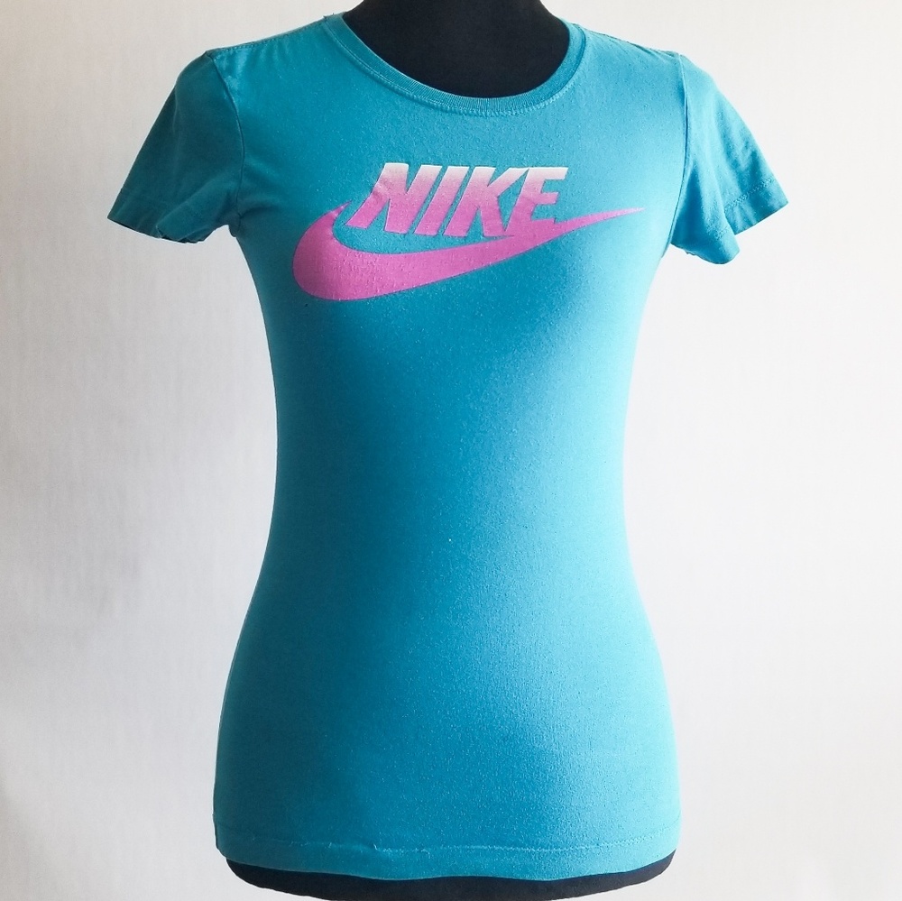 Nike Short Sleeve Slim Fiz Womens XS Teal Shirt